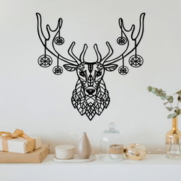 Wallity Christmas Deer Escultura de Pared de Metal Negra